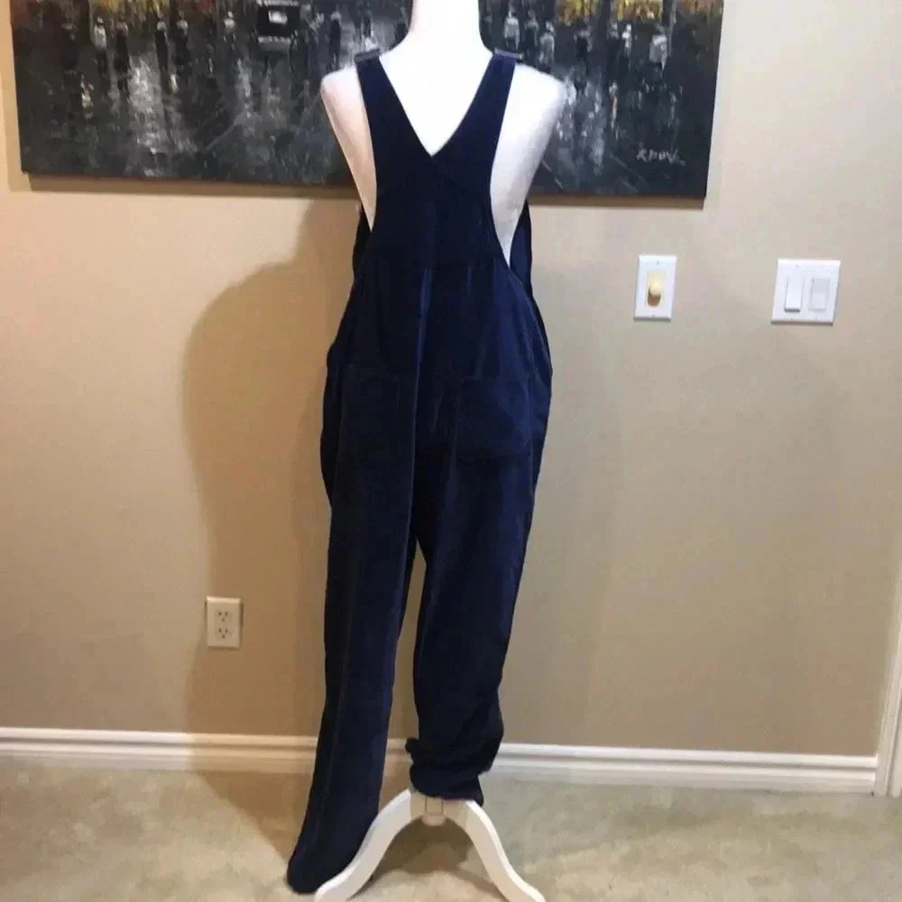 Blue Velvet 100% Cotton 5 Pocket Overalls Snow Flakes Embellishments-Size L - Picture 2 of 14